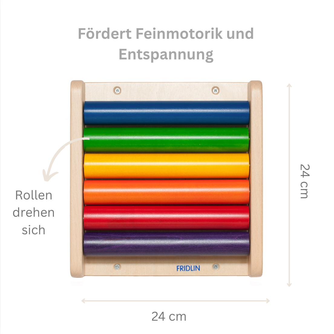 FRIDLIN Rollbrett – nachhaltiges, montessori-inspiriertes Holzspielzeug zur Förderung von Feinmotorik, haptischem Empfinden und visueller Wahrnehmung.