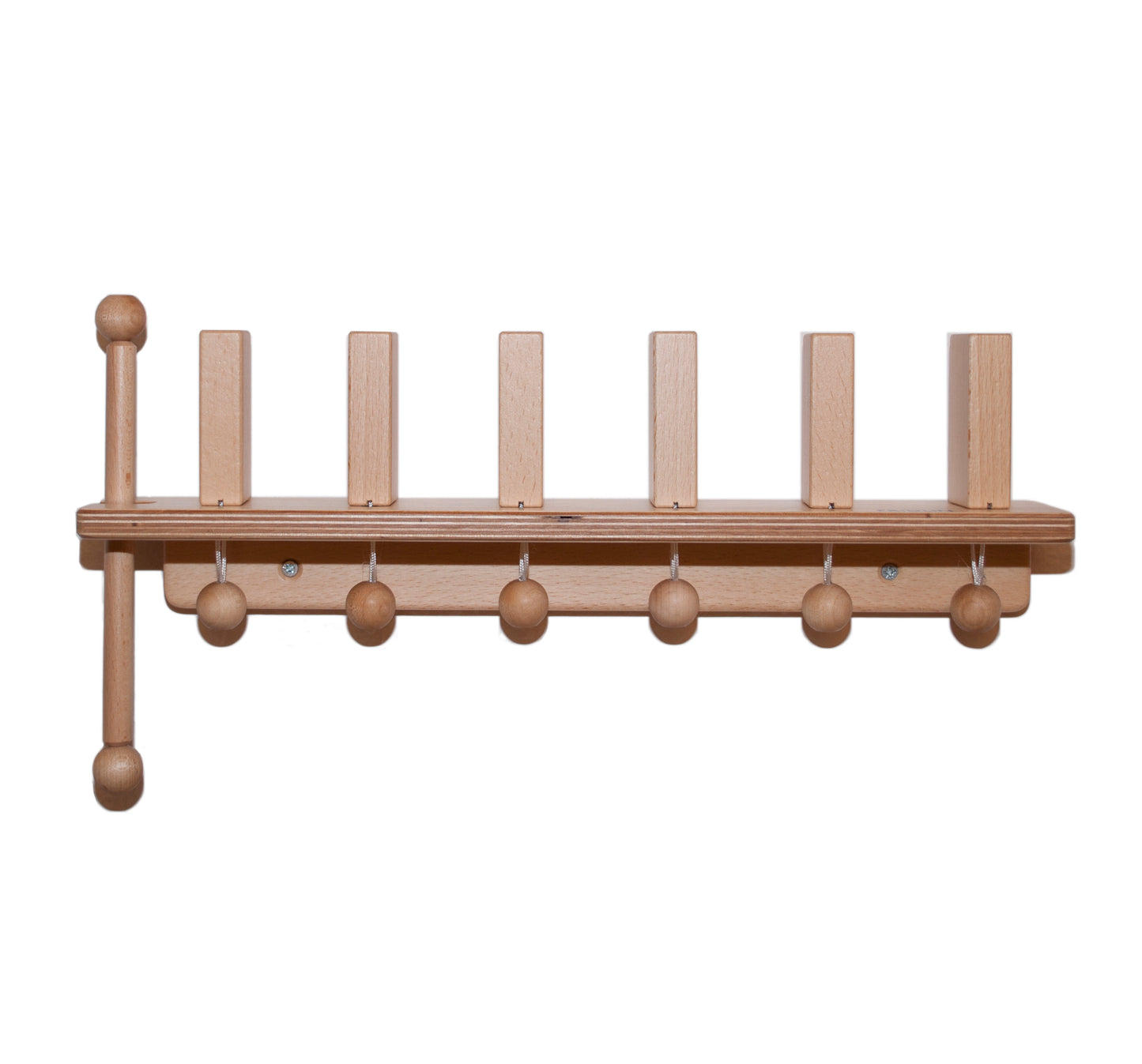FRIDLIN Wanddomino 6 Steine mit Hebel links – nachhaltiges Holzspielzeug zur Förderung von Hand-Auge-Koordination, Konzentration und Zählverständnis.